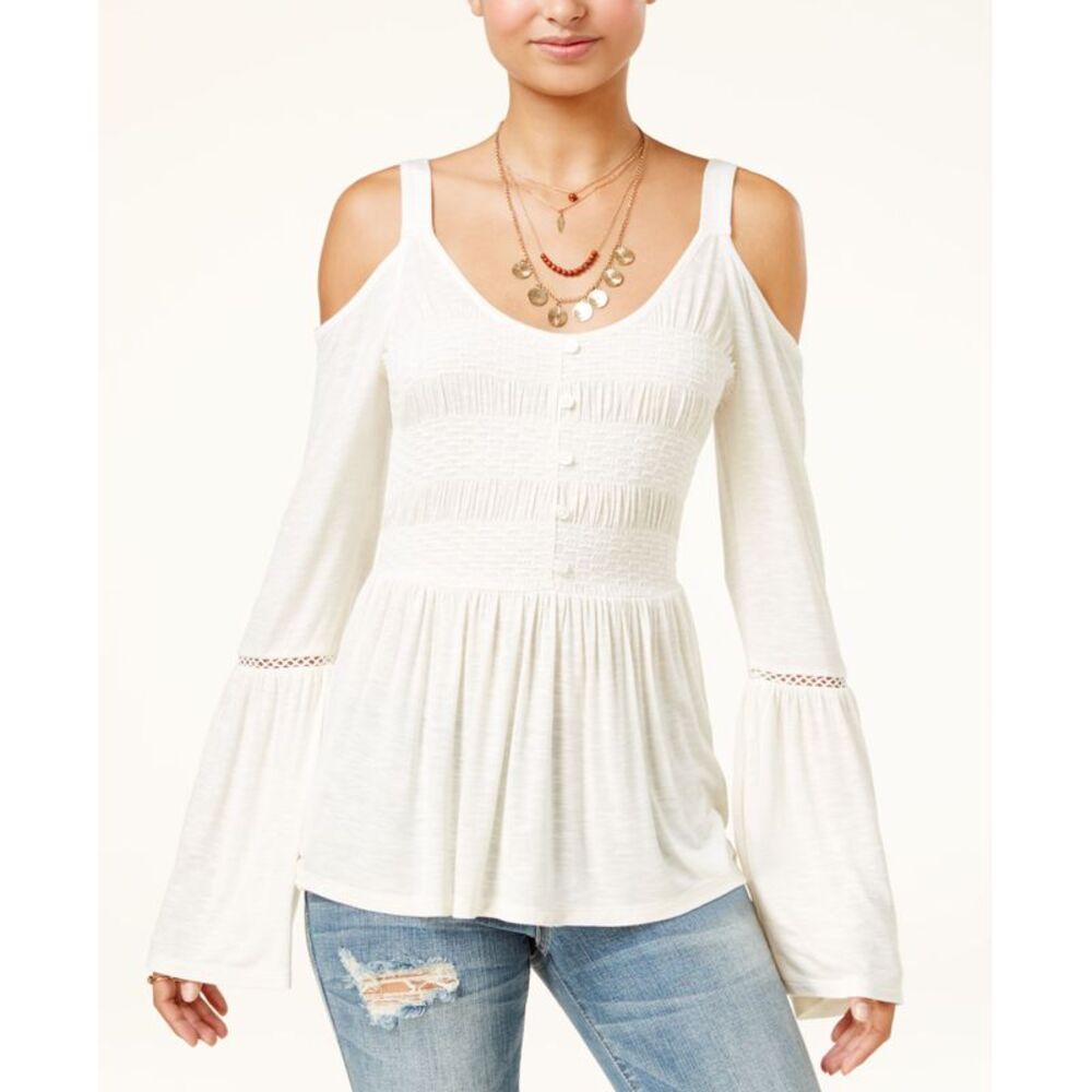 American Rag Juniors' Cold-Shoulder Bell-Sleeve Top